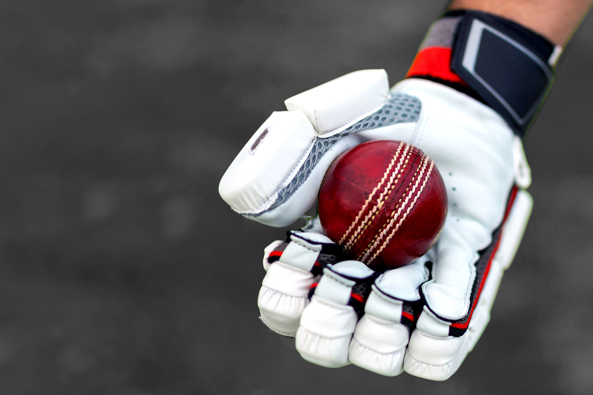Cricket ball in catchers glove
