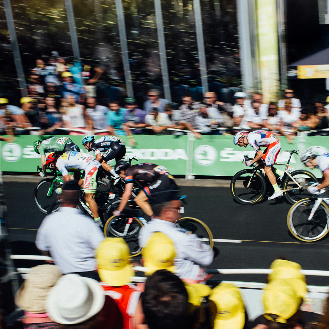 Tour de France riders at the finish line