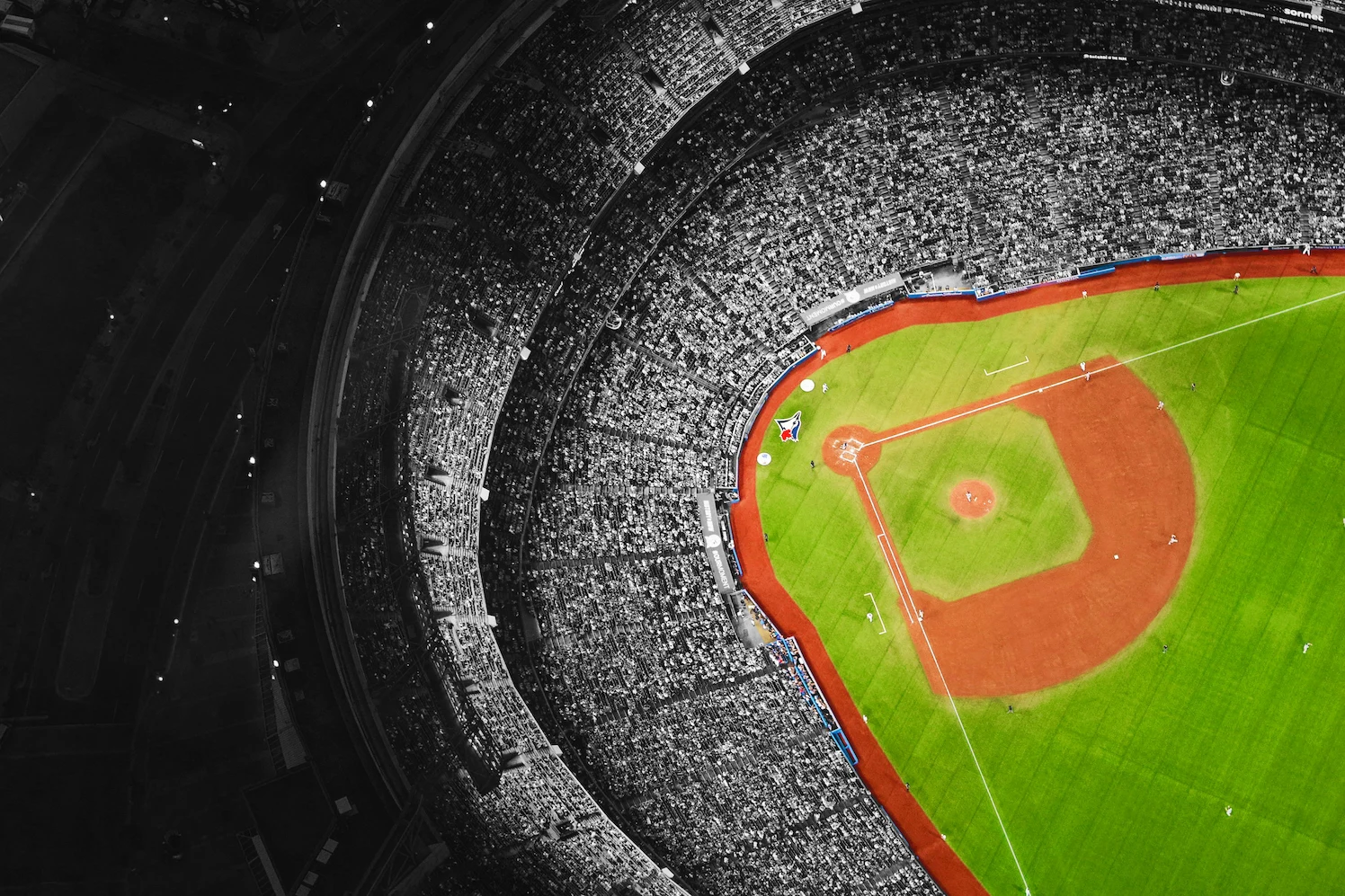 full baseball stadium at night